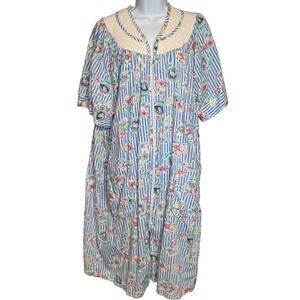 Vintage Lovely Lady Womens Robe‎ Sz 1X Zip Up Floral Feminine Loungewear Cozy